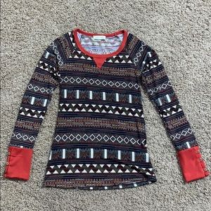 Long Sleeve Tribal Print Shirt